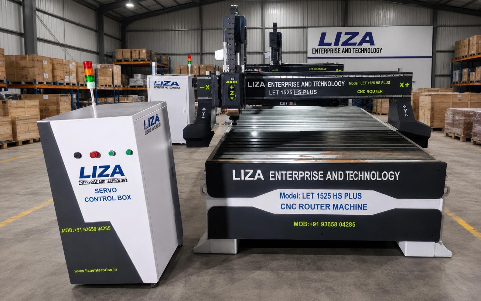 LIZA CNC router showroom display with control box