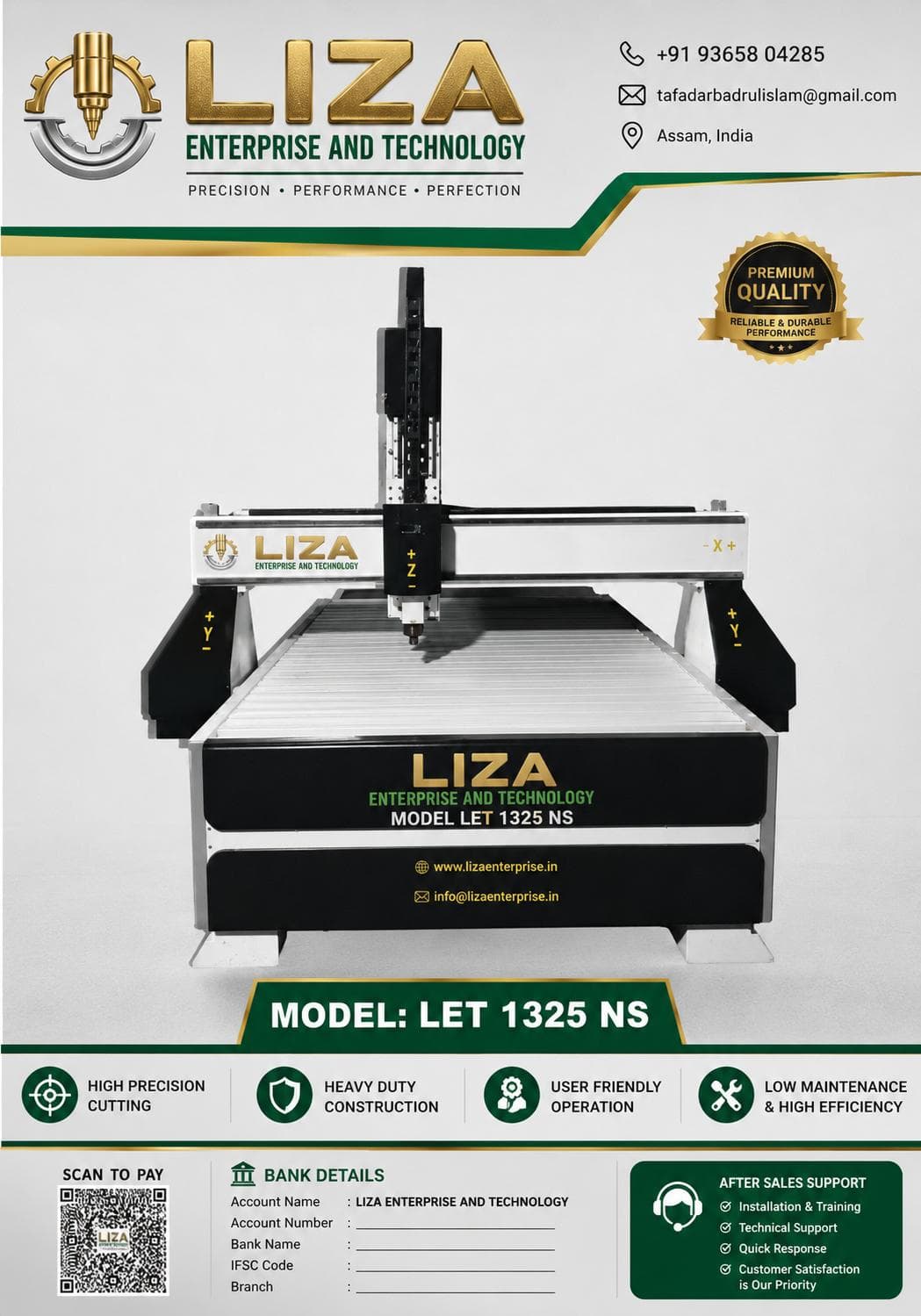 LIZA ENT 1325 NS CNC router product details